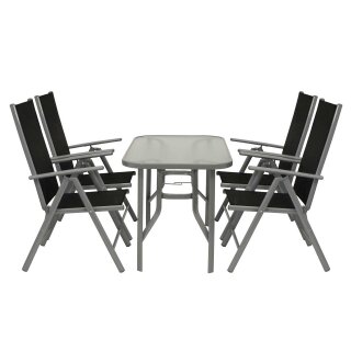 Garnitur RAVENNA 5-teilig, Aluminium + Kunstgewebe schwarz