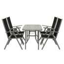 Garnitur RAVENNA 5-teilig, Aluminium + Kunstgewebe schwarz