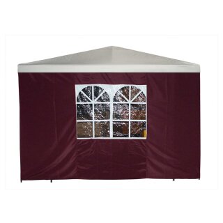 Seitenplane für Pavillon, 3x1,9 Meter, Polyester bordeaux mit Fenster