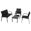 Lounge Set ARONA 4-teilig, Metall + Kunstgewebe schwarz