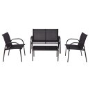 Lounge Set ARONA 4-teilig, Metall + Kunstgewebe schwarz