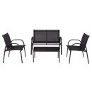 Lounge Set ARONA 4-teilig, Metall + Kunstgewebe schwarz