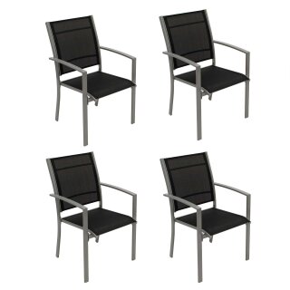 4 Stk. Stapelsessel PINO, Metall + Textilgewebe schwarz