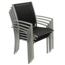 4 Stk. Stapelsessel PINO, Metall + Textilgewebe schwarz
