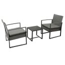 Garnitur MALTA 3-teilig, Metall schwarz und Polyrattan...