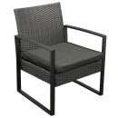 Garnitur MALTA 3-teilig, Metall schwarz und Polyrattan schwarz, mit Polstern
