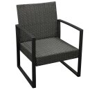 Garnitur MALTA 3-teilig, Metall schwarz und Polyrattan schwarz, mit Polstern