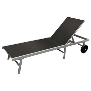 Rollenliege OSTIA, Aluminium silber + Textilgewebe schwarz, 200cm