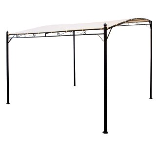 Anbaupavillon MANTOVA 3 x 3 Meter, Stahl dunkel, Plane PVC-beschichtet écru