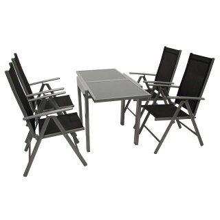 Garnitur AMALFI 5-teilig, Aluminium + Kunstgewebe schwarz