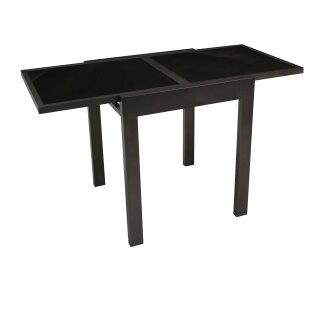 Balkon-Ausziehtisch TORINO, 65 - 130 x 65 cm,  Alu/Glas, Anthrazit/Schwarz, Rechteckig