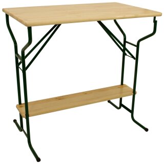 Stehtisch BAMBERG 113 cm klappbar, Metall + Holz lackiert, mit Fuss-Stütze