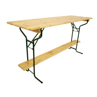 Stehtisch BAMBERG 220 cm klappbar, Metall + Holz lackiert, mit Fuss-Stütze