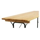 Stehtisch BAMBERG 220 cm klappbar, Metall + Holz lackiert, mit Fuss-Stütze