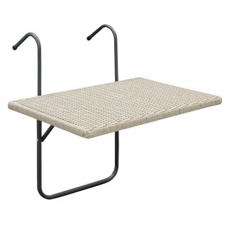 Balkonhängetisch, 60 x 40 cm, Metall + Polyrattan grau