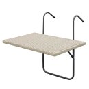 Balkonhängetisch, 60 x 40 cm, Metall + Polyrattan grau