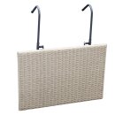 Balkonhängetisch, 60 x 40 cm, Metall + Polyrattan grau