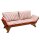Liegesofa TIROL 202cm, Eukalyptus geölt, Wendeauflage Auflage rot beige