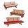 Liegesofa TIROL 202cm, Eukalyptus geölt, Wendeauflage Auflage rot beige