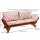 Liegesofa TIROL 202cm, Eukalyptus geölt, Wendeauflage Auflage rot beige