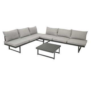 Funktions Lounge Set BOGOTA, Aluminium matt-grau, Polster hellgrau