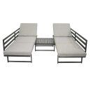 Funktions Lounge Set BOGOTA, Aluminium matt-grau, Polster hellgrau