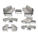 Funktions Lounge Set BOGOTA, Aluminium matt-grau, Polster hellgrau