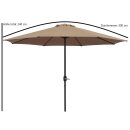Marktschirm 300cm rund, Gestell Aluminium, Bezug 100% Polyester taupefarben