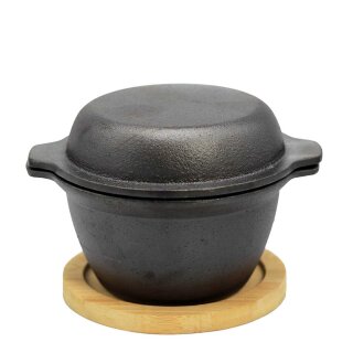 All Grill Gusstöpfchen mit Deckel und Holzuntersetzer