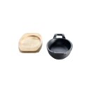 All Grill Gusseisenpfännchen-oval- mit 2 Griffen und Holzuntersetzer