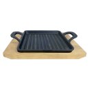 All Grill Gusspfanne mit 2 Griffen mit Holzuntersetzer