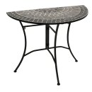 Wandtisch SIENA halbrund 45x90cm, Eisen + Mosaik grau