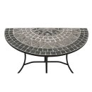 Wandtisch SIENA halbrund 45x90cm, Eisen + Mosaik grau
