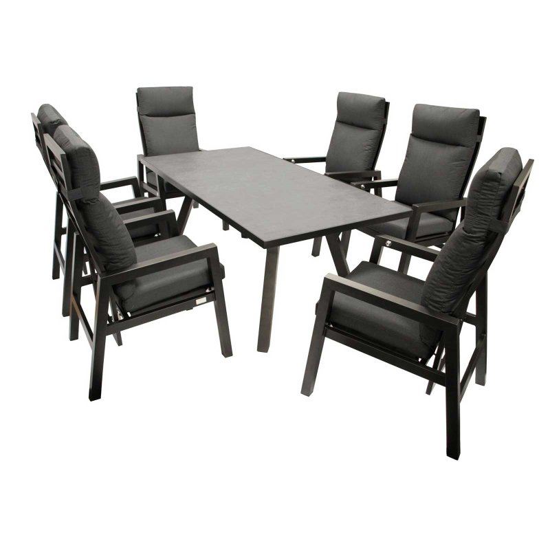 Garnitur MANCIANO 7-teilig, Aluminium dunkelgrau + Polster