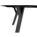 Tisch MANCIANO 180x90cm, Aluminium dunkelgrau + Glas in Keramikoptik