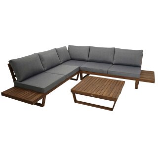 Lounge Set CARTAGENA Akazie geölt, mit Polster grau, FSC®-zertifiziert