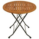 Klapptisch HOFGARTEN 75cm rund, Flachstahl schwarz + Eukaylptus, FSC®-zertifiziert