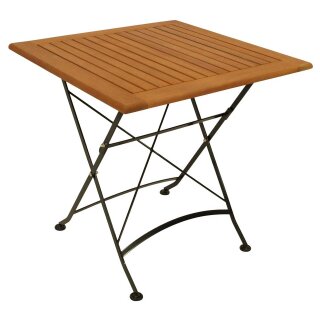 Klapptisch HOFGARTEN 75x75cm, Flachstahl + Eukaylptus, FSC®-zertifiziert