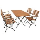 Klappgarnitur HOFGARTEN 5-teilig, Flachstahl schwarz +...
