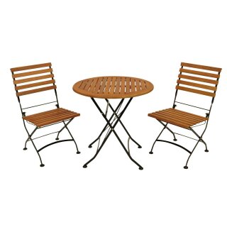 Klappgarnitur HOFGARTEN 3-teilig, Flachstahl schwarz + Eukalyptus, FSC®-zertifiziert