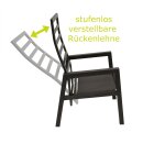Garnitur MANCIANO 5-teilig, Aluminium dunkelgrau, mit Polstern grau, Tisch dunkelgrau