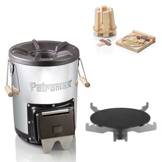 PETROMAX Raketenofen Set - Raketenofen rf33 + Grillplatte + 20x Feuerkit