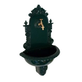Wandbrunnen TIROL aus Aluguss mit Wasserhahn, dunkelgrün