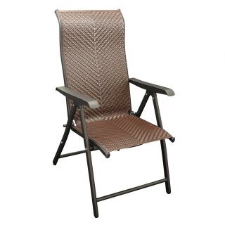Klappsessel ANTIBES Hochlehner, Metall grau + Polyrattan braun, klappbar