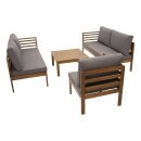 Lounge Set MANAUS, Akazie geölt, Polster grau, FSC®-zertifiziert