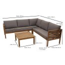 Lounge Set MANAUS, Akazie geölt, Polster grau, FSC®-zertifiziert