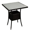 Tisch PIENZA 60x60cm, Metall + Polyrattan schwarz + Glas