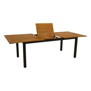 Ausziehtisch SARONNO, Aluminium anthrazit + Akazie geölt, FSC®-zertifiziert