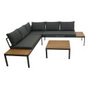 Lounge Set RANGUN, Stahl anthrazit + Akazie geölt,...