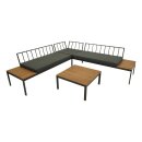 Lounge Set RANGUN, Stahl anthrazit + Akazie geölt, Polster grau, FSC®-zertifiziert